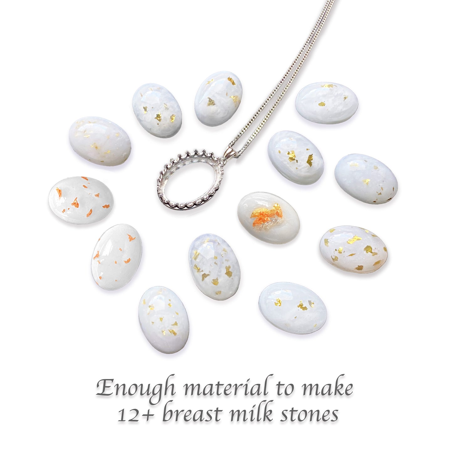 Milky Treasures Crown Necklace | DIY Breast Milk Jewelry Making Kit | Women Gift, Size: Pendant: 18mm x 13mm Chain: 42.50cm, Extendable to 47cm
